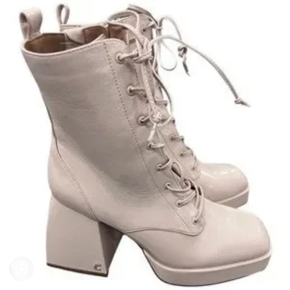 Circus by Sam Edelman KARTER Ivory Platform Lace Up Booties Chunky Heel NWB 9.5M